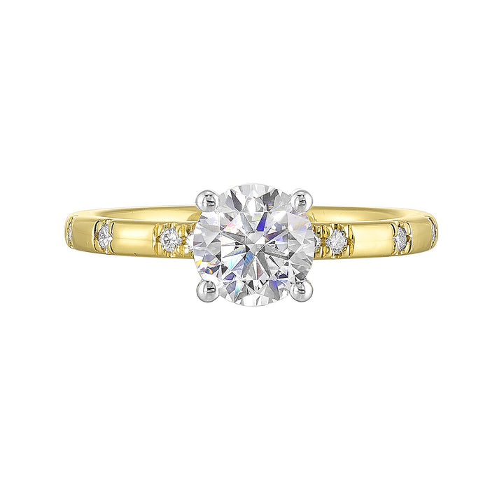 14Kt White Yellow Semi Mount 1/12Ctw For 1Ct Round Center