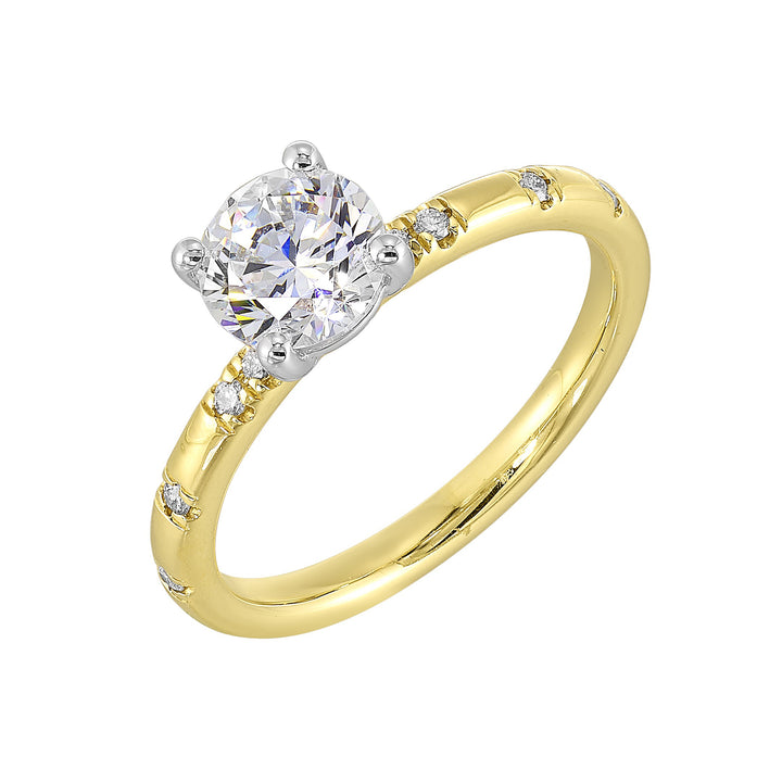 14Kt White Yellow Semi Mount 1/12Ctw For 1Ct Round Center
