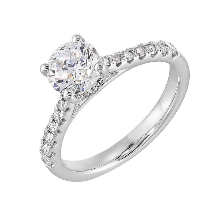 14Kt White Semi Mount 1/3Ctw For 1Ct Round Center