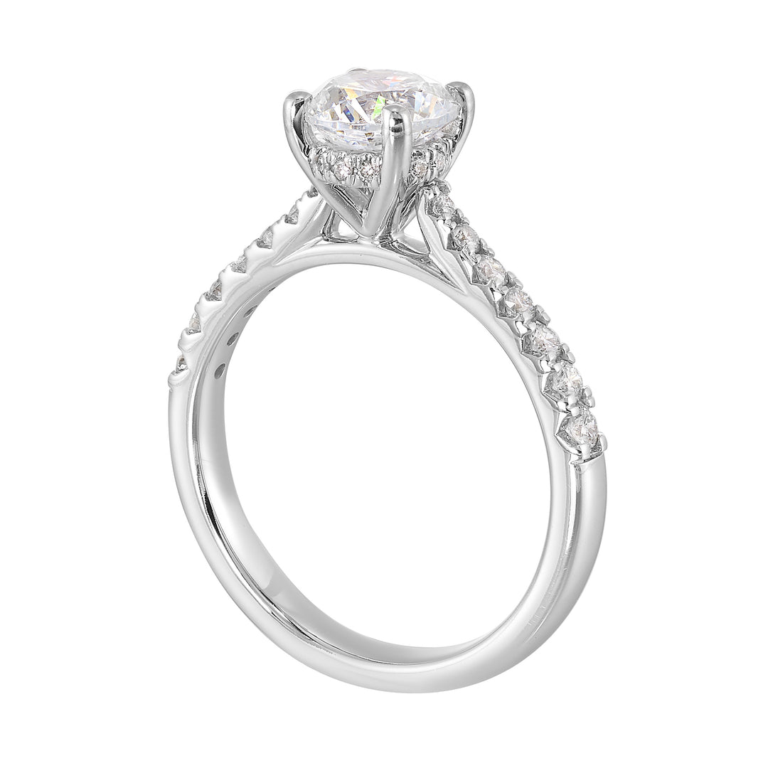 14Kt White Semi Mount 1/3Ctw For 1Ct Round Center