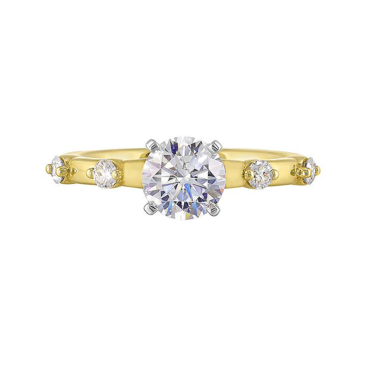 14Kt White Yellow Semi Mount 1/6Ctw For 1Ct Round Center
