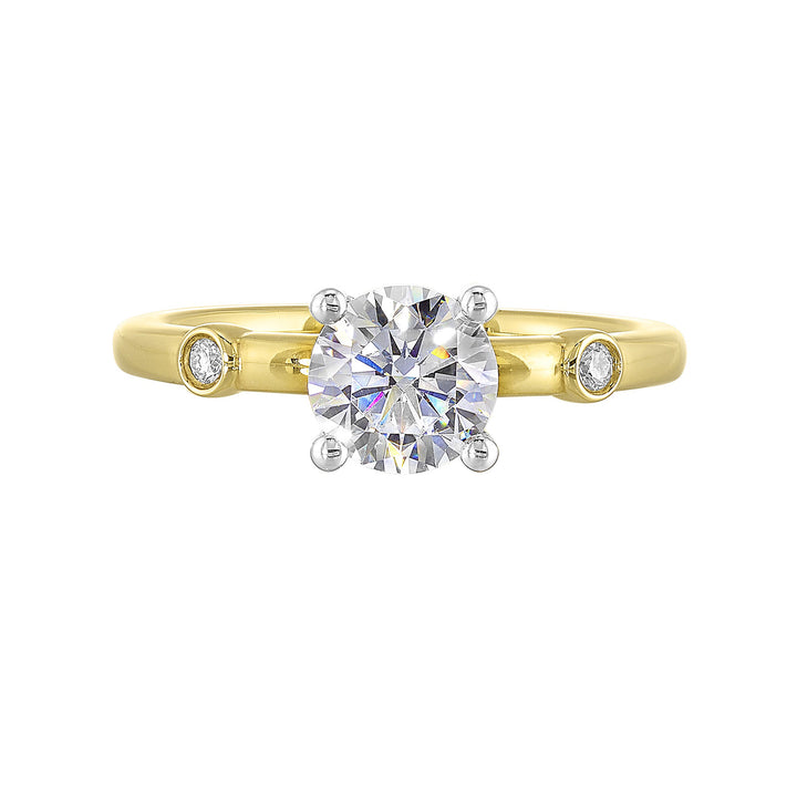 14Kt White Yellow Semi Mount 1/25Ctw For 1Ct Round Center