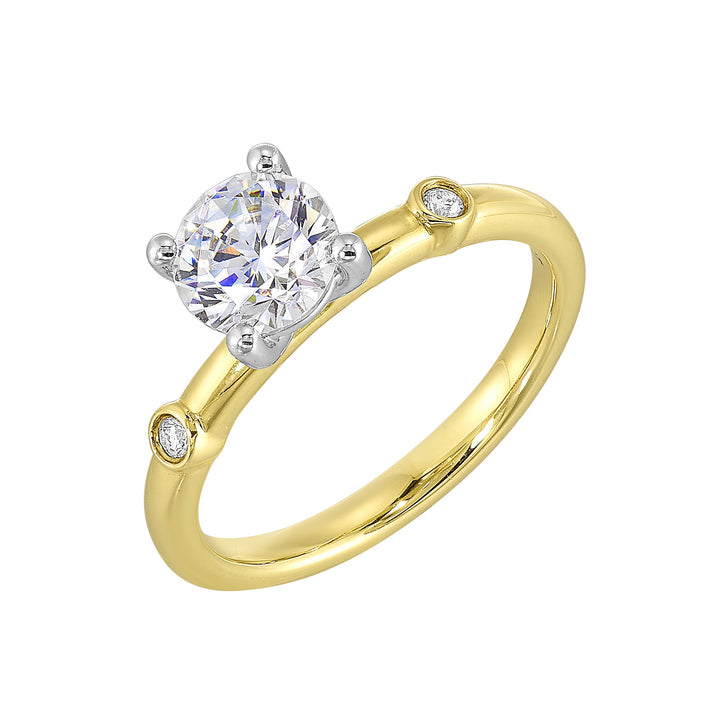 14Kt White Yellow Semi Mount 1/25Ctw For 1Ct Round Center