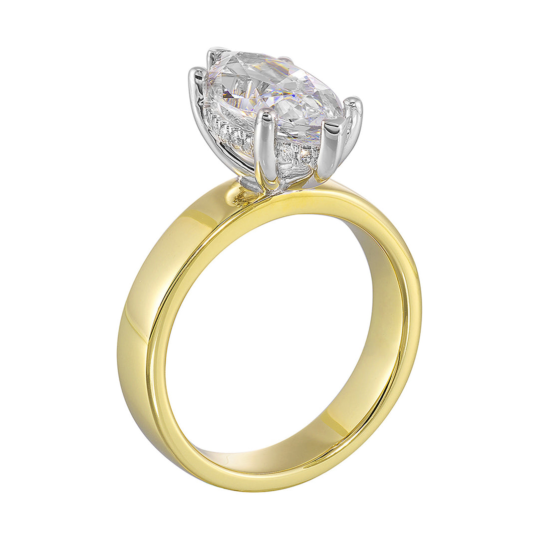 14Kt White Yellow Semi Mount 1/10Ctw For 2 1/2Ct Marquise Center