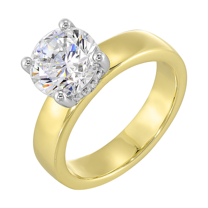 14Kt White Yellow Semi Mount 1/10Ctw For 2Ct Round Center