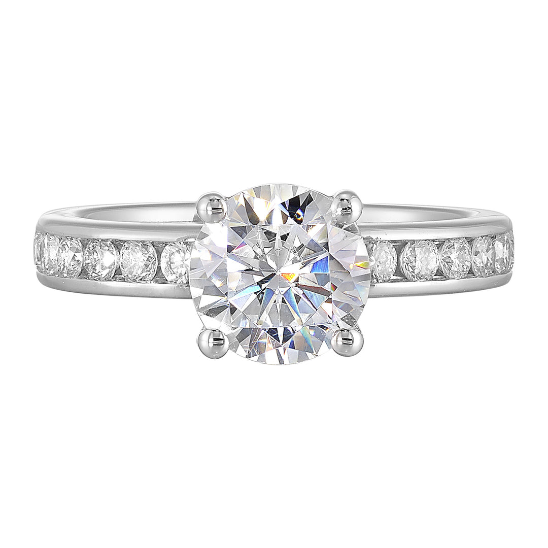 14Kt White Semi Mount 3/8Ctw For 1 1/2Ct Round Center