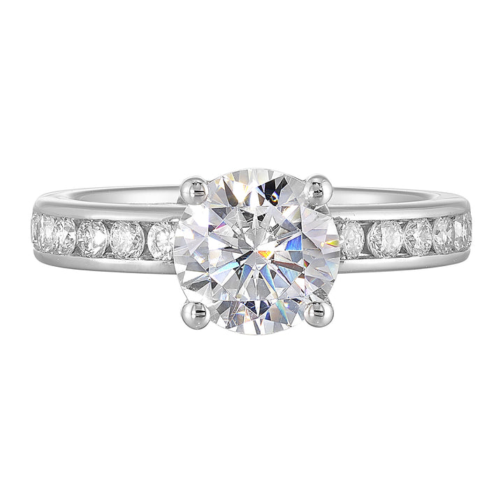 14Kt White Semi Mount 3/8Ctw For 1 1/2Ct Round Center