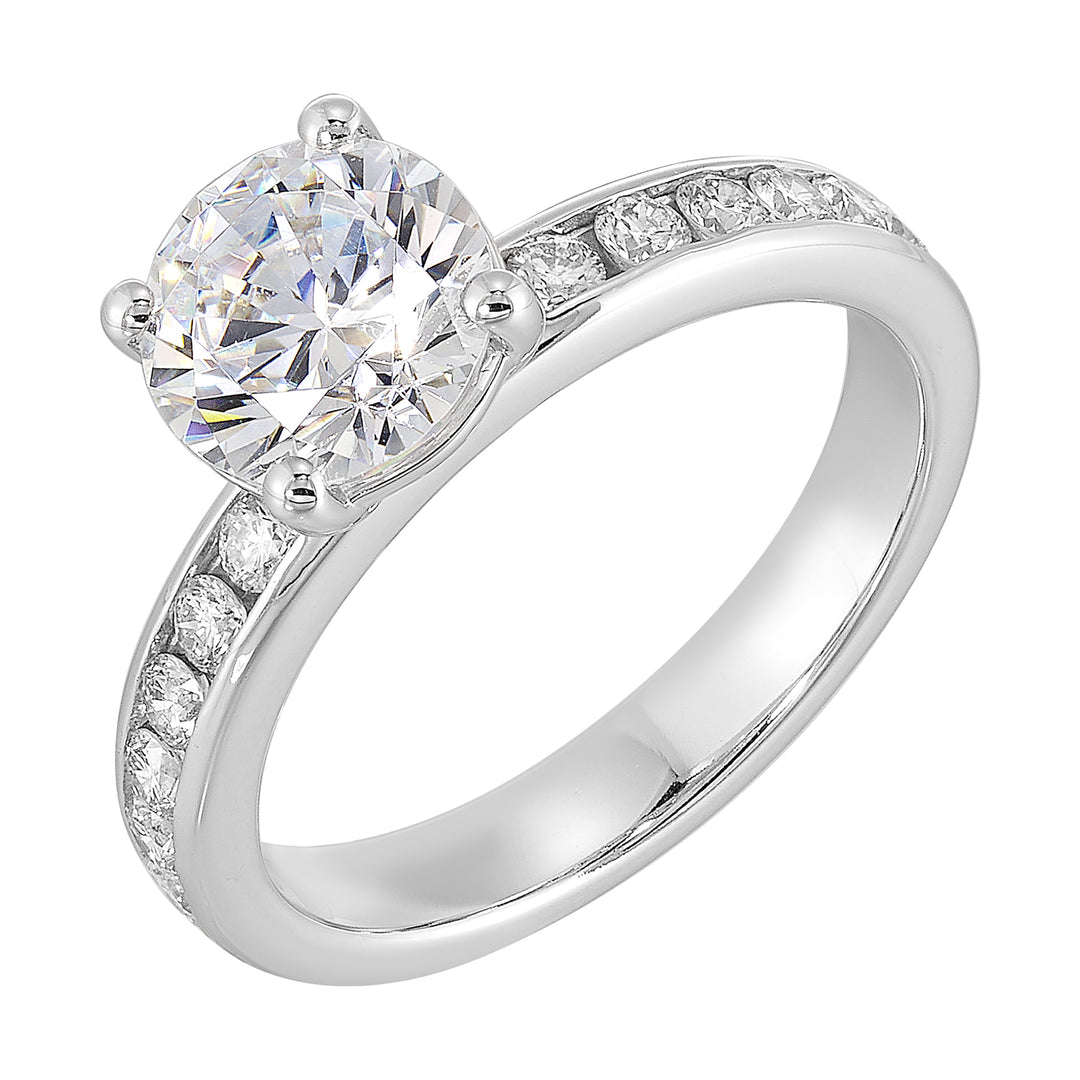 14Kt White Semi Mount 3/8Ctw For 1 1/2Ct Round Center