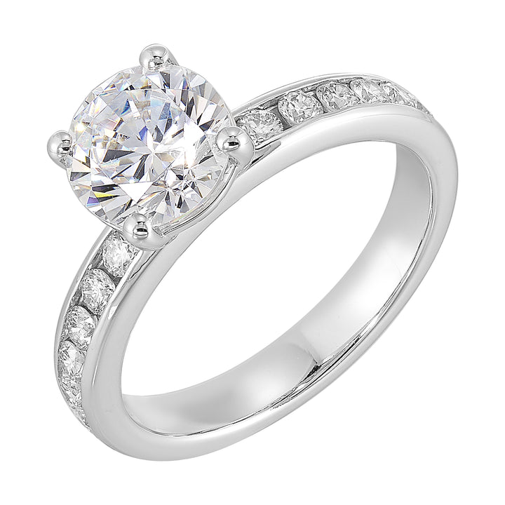 14Kt White Semi Mount 3/8Ctw For 1 1/2Ct Round Center