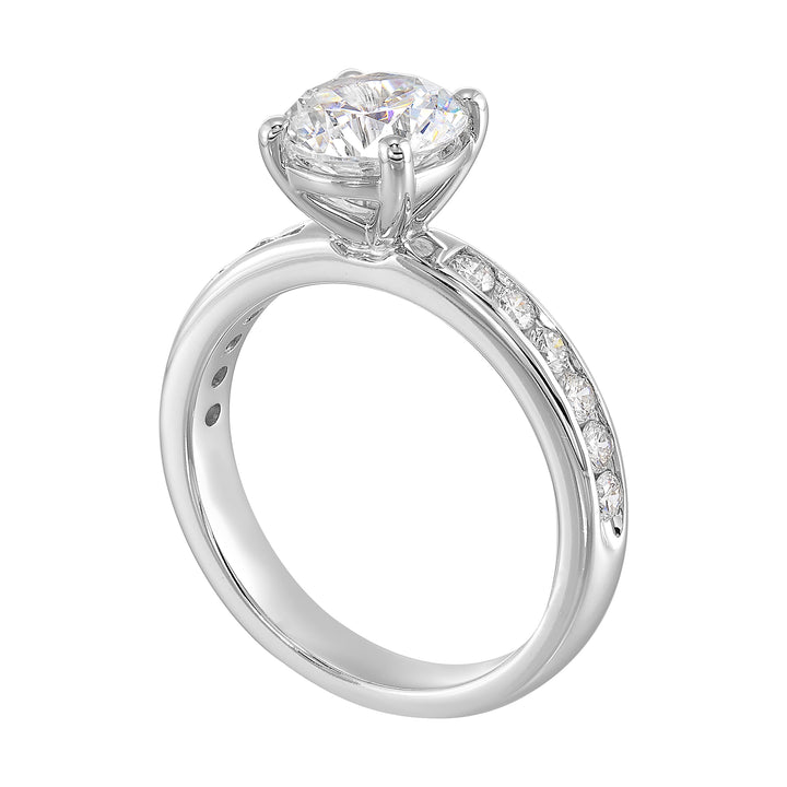 14Kt White Semi Mount 3/8Ctw For 1 1/2Ct Round Center