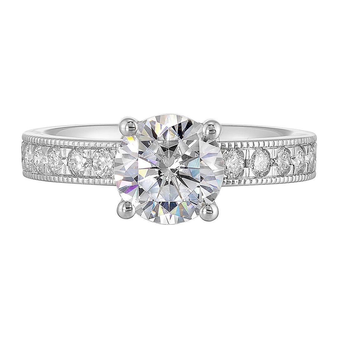 14Kt White Semi Mount 3/8Ctw For 1 1/2Ct Round Center