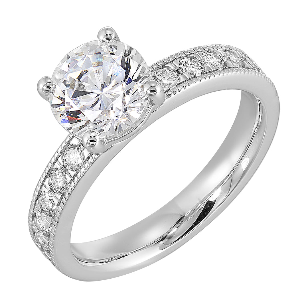 14Kt White Semi Mount 3/8Ctw For 1 1/2Ct Round Center