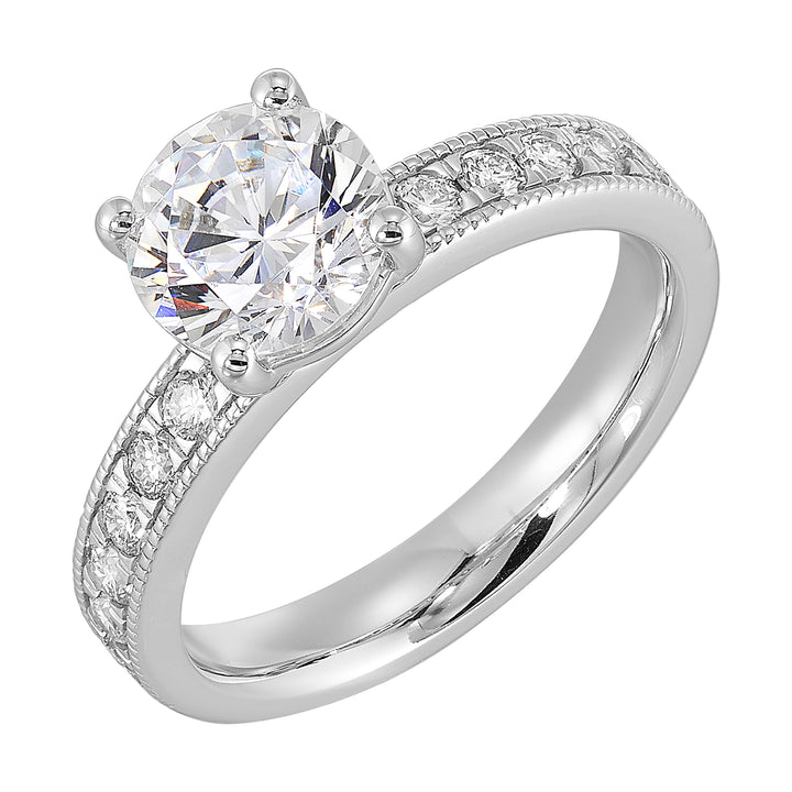 14Kt White Semi Mount 3/8Ctw For 1 1/2Ct Round Center