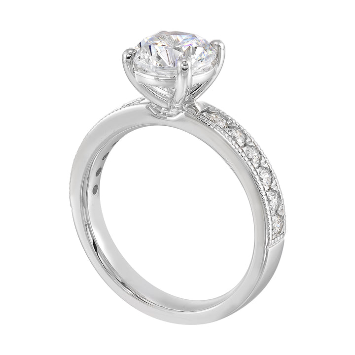 14Kt White Semi Mount 3/8Ctw For 1 1/2Ct Round Center