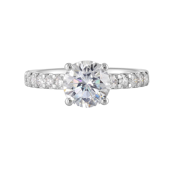 14Kt White Semi Mount 3/8Ctw For 1 1/2Ct Round Center