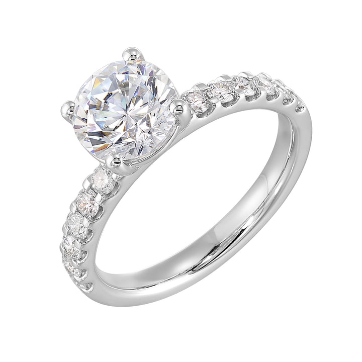 14Kt White Semi Mount 3/8Ctw For 1 1/2Ct Round Center