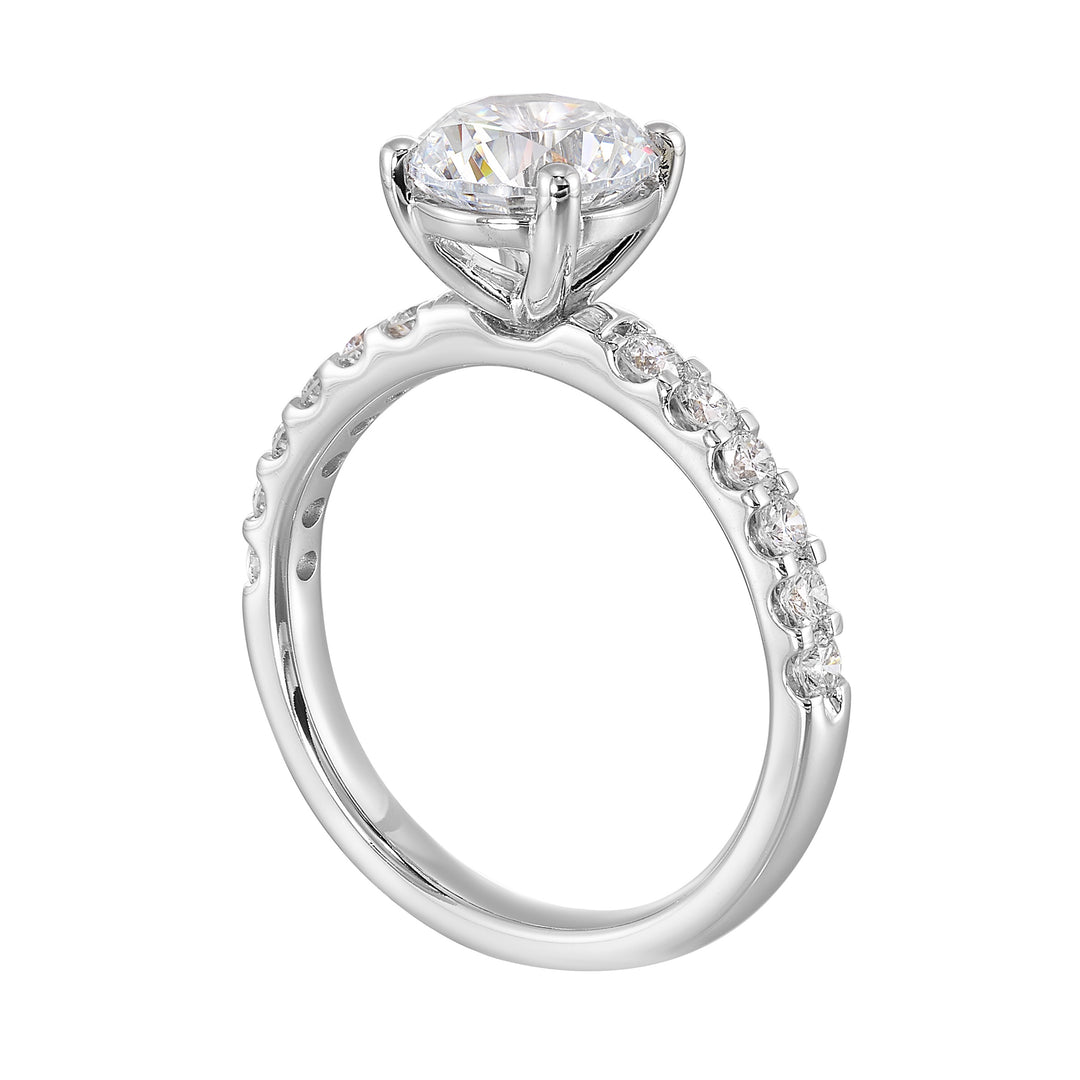 14Kt White Semi Mount 3/8Ctw For 1 1/2Ct Round Center