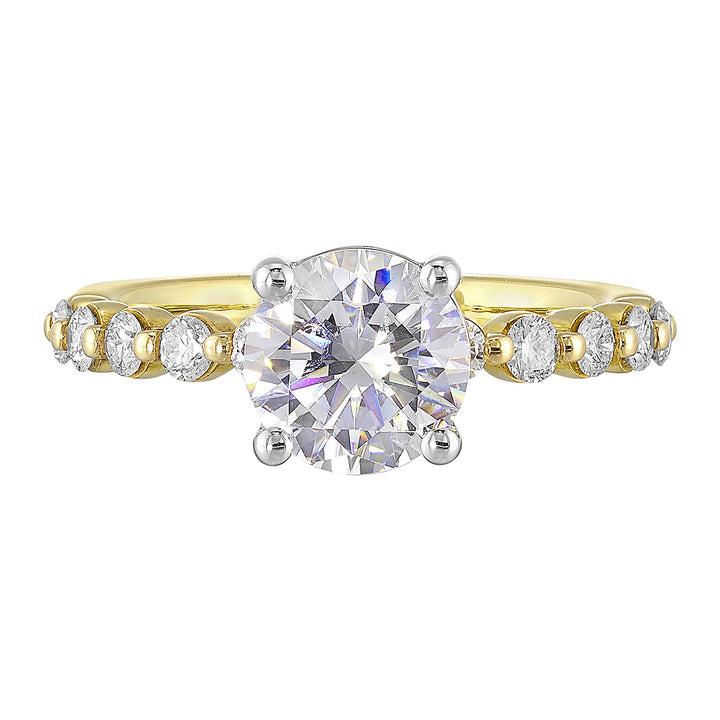 14Kt White Yellow Semi Mount 3/8Ctw For 1 1/2Ct Round Center