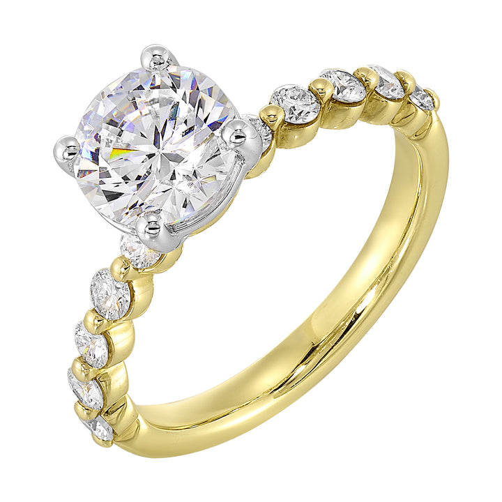 14Kt White Yellow Semi Mount 3/8Ctw For 2Ct Round Center