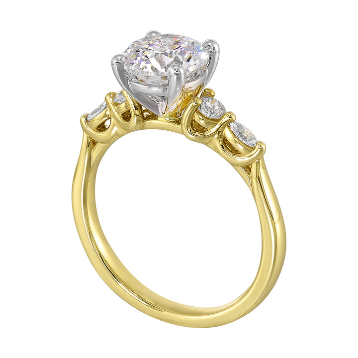 14Kt White Yellow Semi Mount 1/5Ctw For 1 1/2Ct Round Center