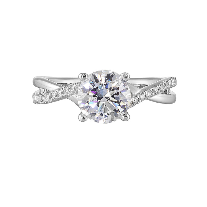14Kt White Semi Mount 1/7Ctw For 1 1/2Ct Round Center