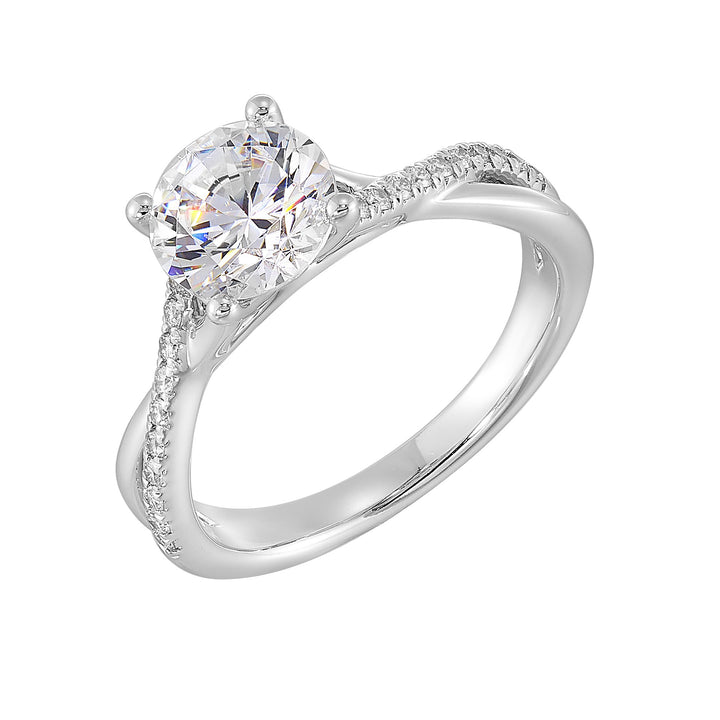 14Kt White Semi Mount 1/7Ctw For 1 1/2Ct Round Center