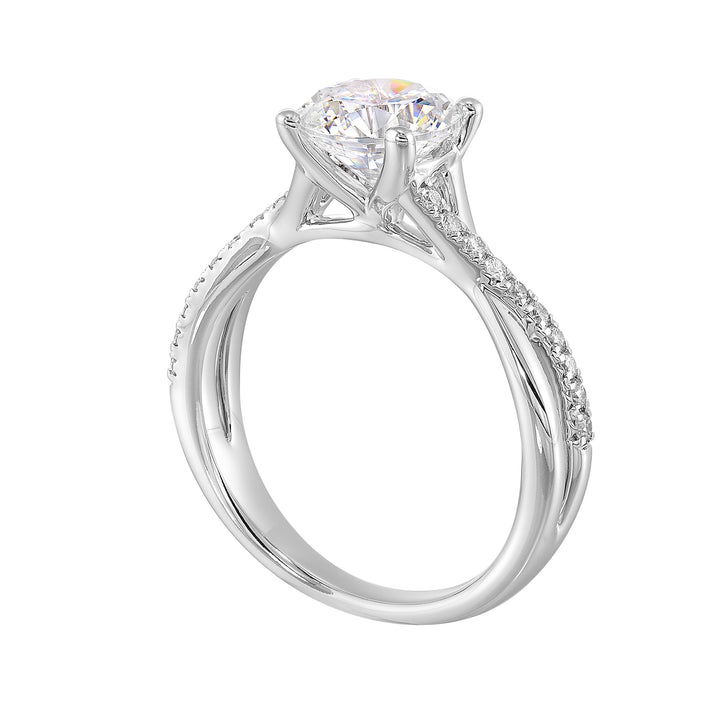 14Kt White Semi Mount 1/7Ctw For 1 1/2Ct Round Center