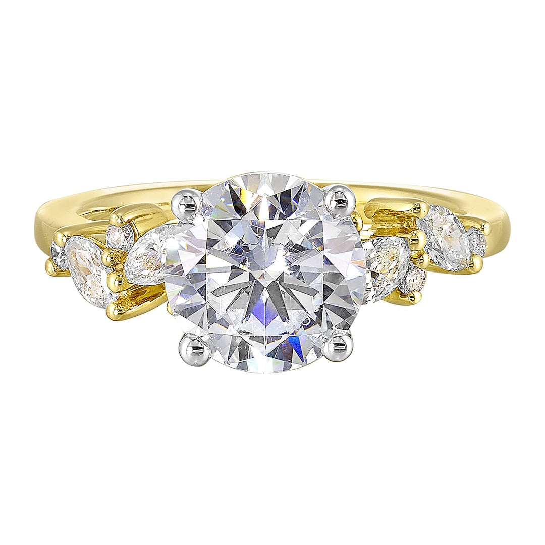14Kt White Yellow Semi Mount 1/2Ctw For 1 1/2Ct Round Center