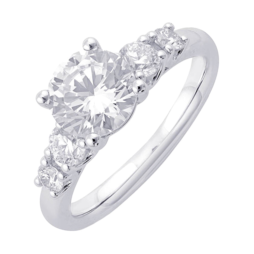 14Kt White Semi Mount 1/2Ctw For 1 1/2Ct Round Center