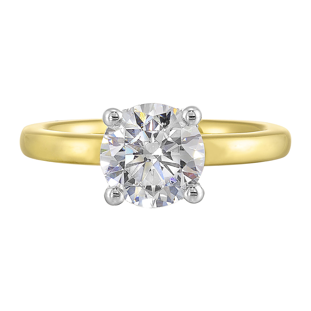 14Kt White Yellow Semi Mount 1/15Ctw For 2Ct Round Center