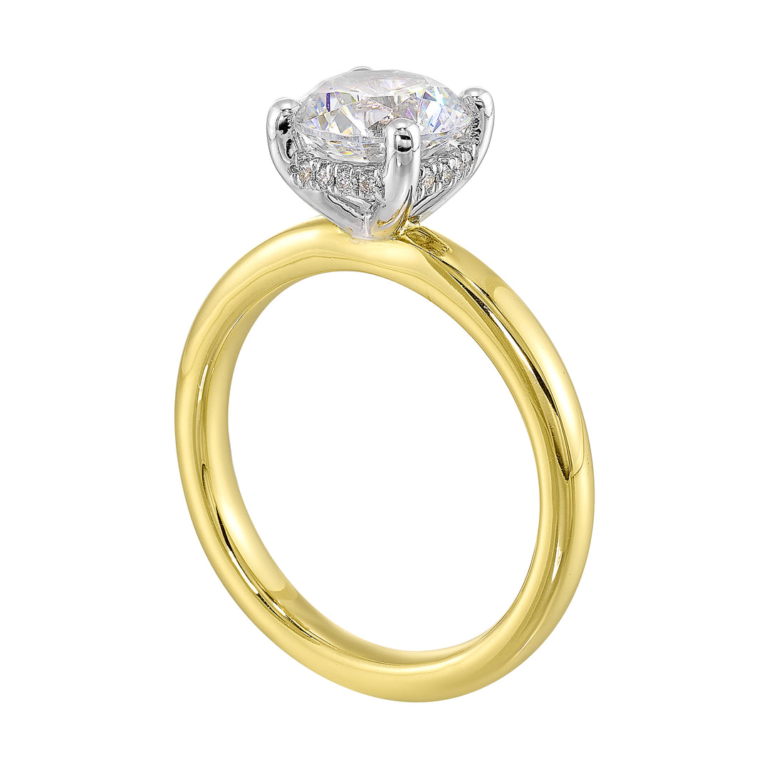 14Kt White Yellow Semi Mount 1/15Ctw For 2Ct Round Center