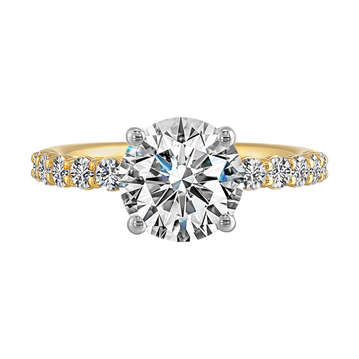 14Kt White Yellow Semi Mount 1/2Ctw For 2Ct Round Center