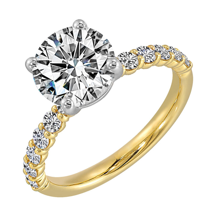 14Kt White Yellow Semi Mount 1/2Ctw For 2Ct Round Center