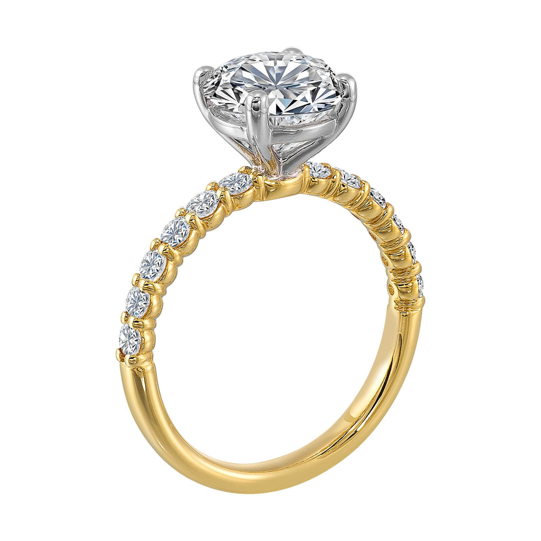 14Kt White Yellow Semi Mount 1/2Ctw For 2Ct Round Center