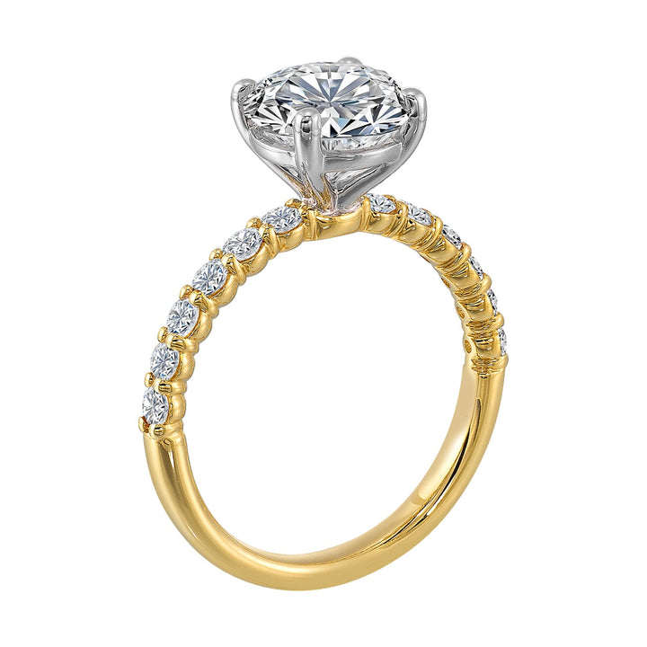 14Kt White Yellow Semi Mount 1/2Ctw For 2Ct Round Center