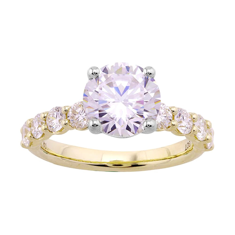 14Kt White Yellow Semi Mount 7/8Ctw For 2Ct Round Center