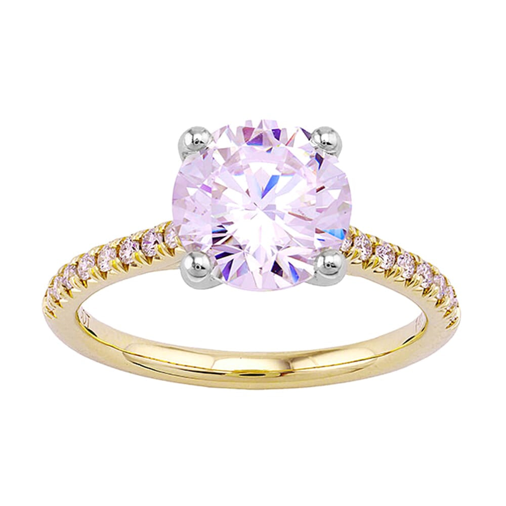14Kt White Yellow Semi Mount 1/5Ctw For 2Ct Round Center