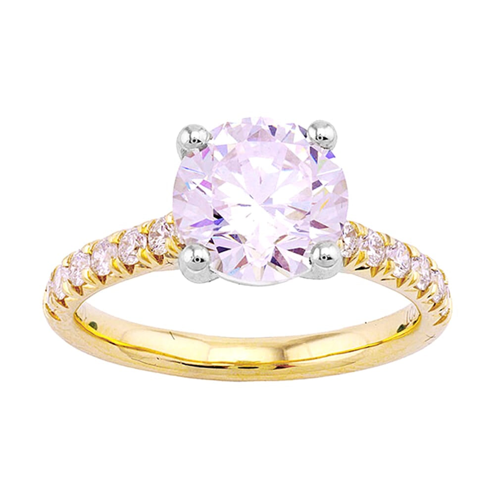 14Kt White Yellow Semi Mount 3/8Ctw For 2Ct Round Center
