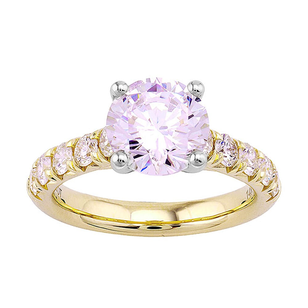 14Kt White Yellow Semi Mount 7/8Ctw For 2Ct Round Center