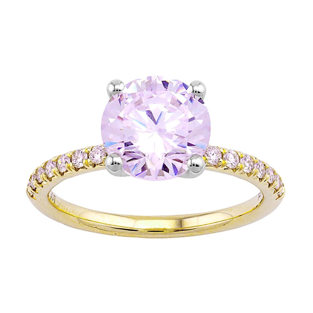 14Kt White Yellow Semi Mount 1/5Ctw For 2Ct Round Center