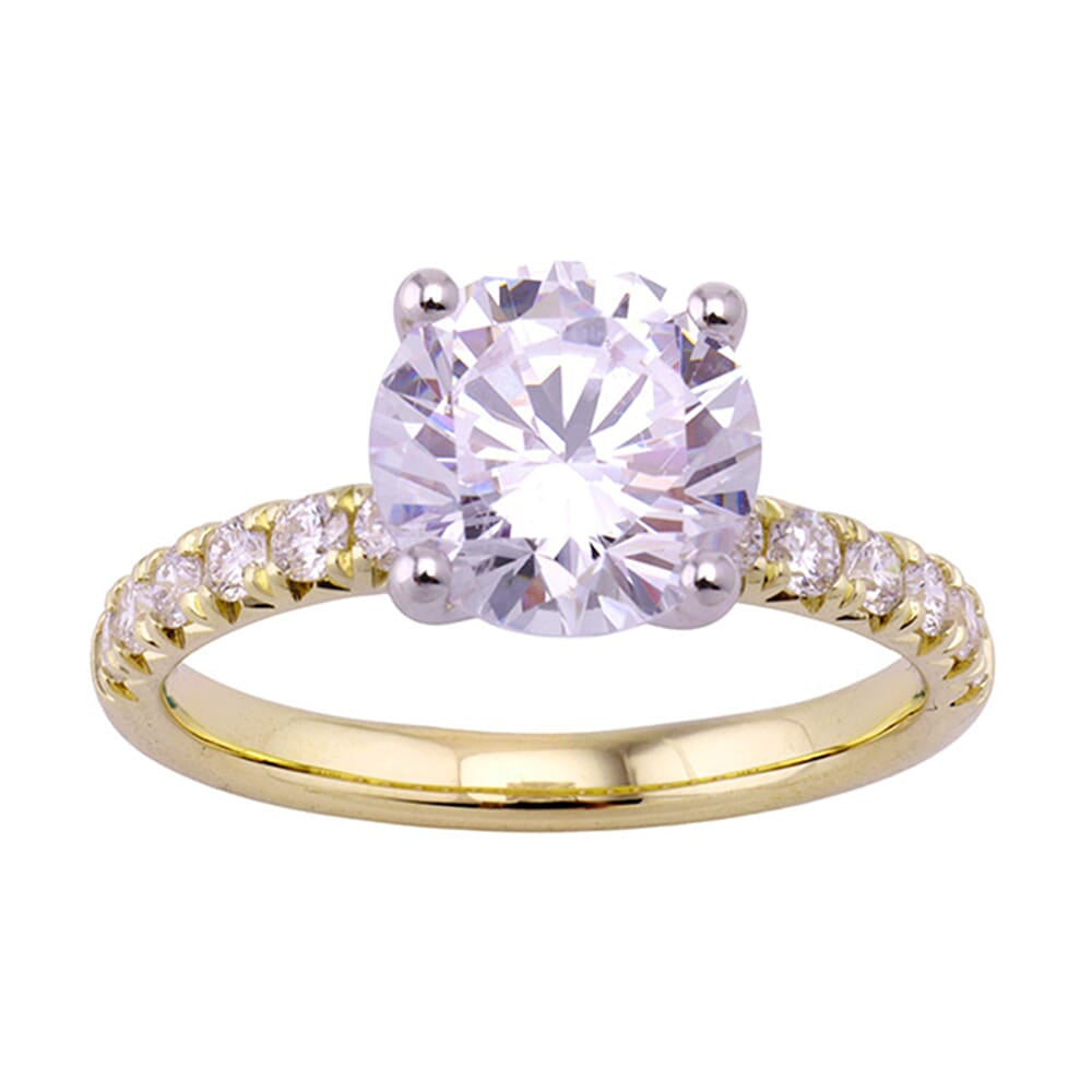 14Kt Yellow Semi Mount 1/3Ctw For 2Ct Round Center