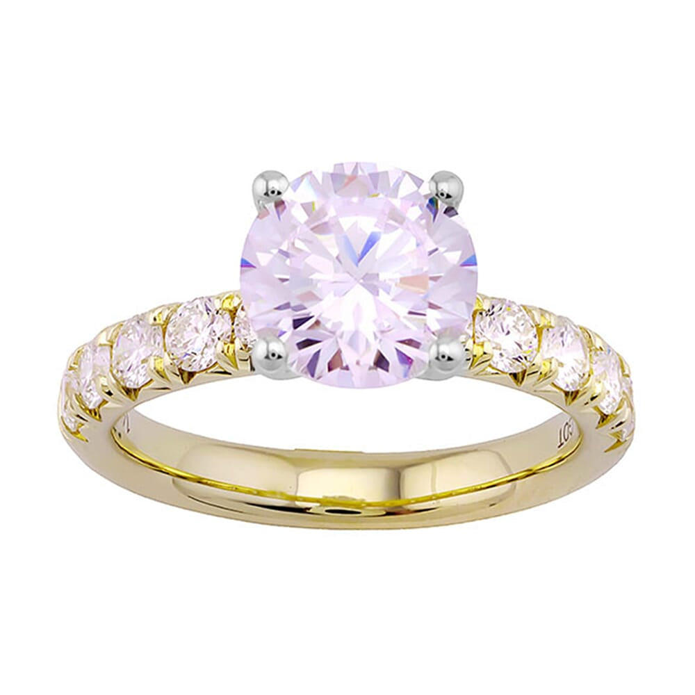 14Kt White Yellow Semi Mount 7/8Ctw For 2Ct Round Center