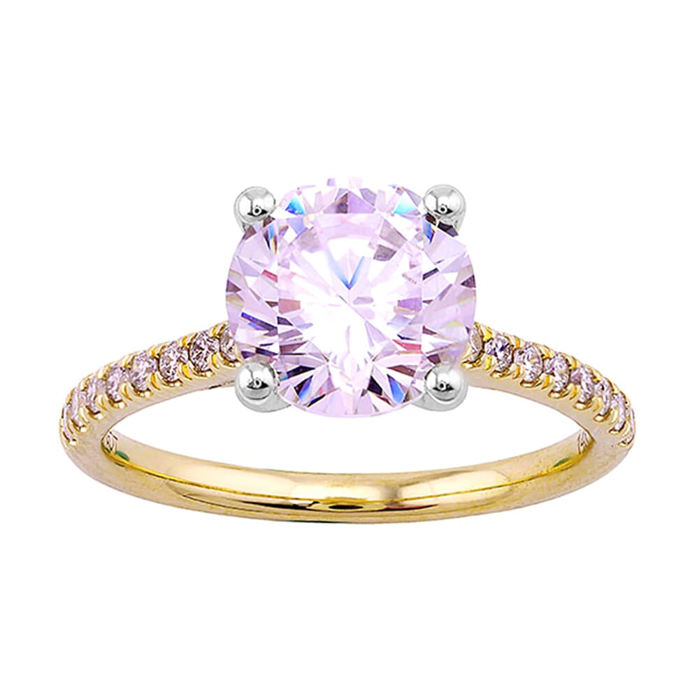 14Kt White Yellow Semi Mount 1/5Ctw For 2Ct Round Center