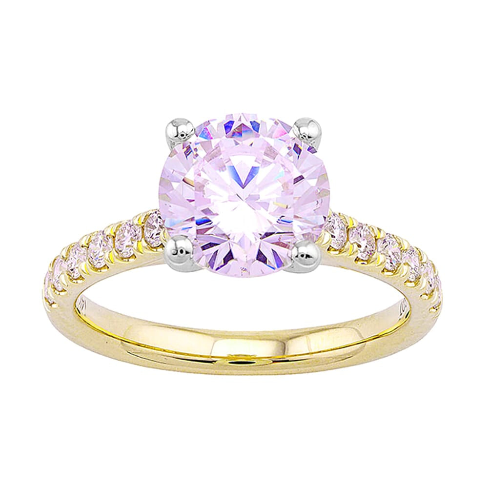 14Kt White Yellow Semi Mount 3/8Ctw For 2Ct Round Center