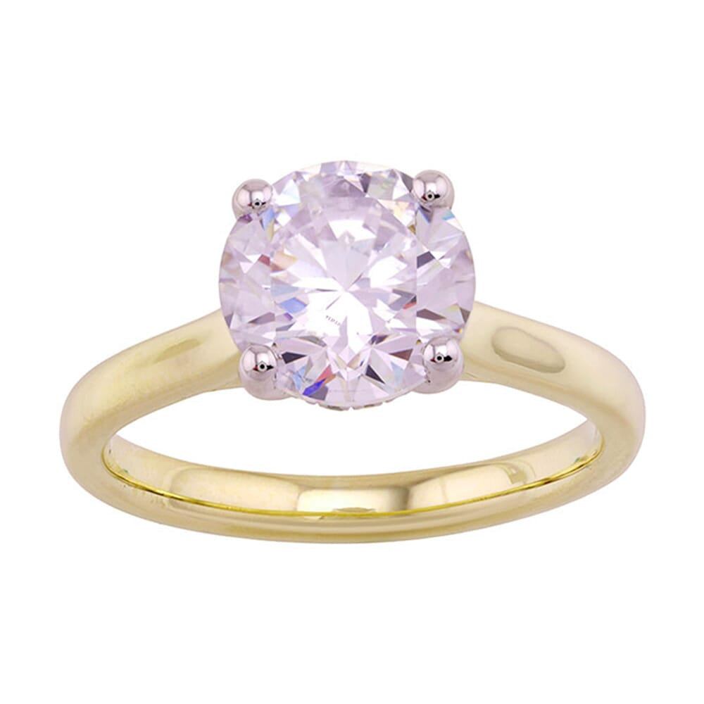14Kt White Yellow Semi Mount 1/20Ctw For 2Ct Round Center