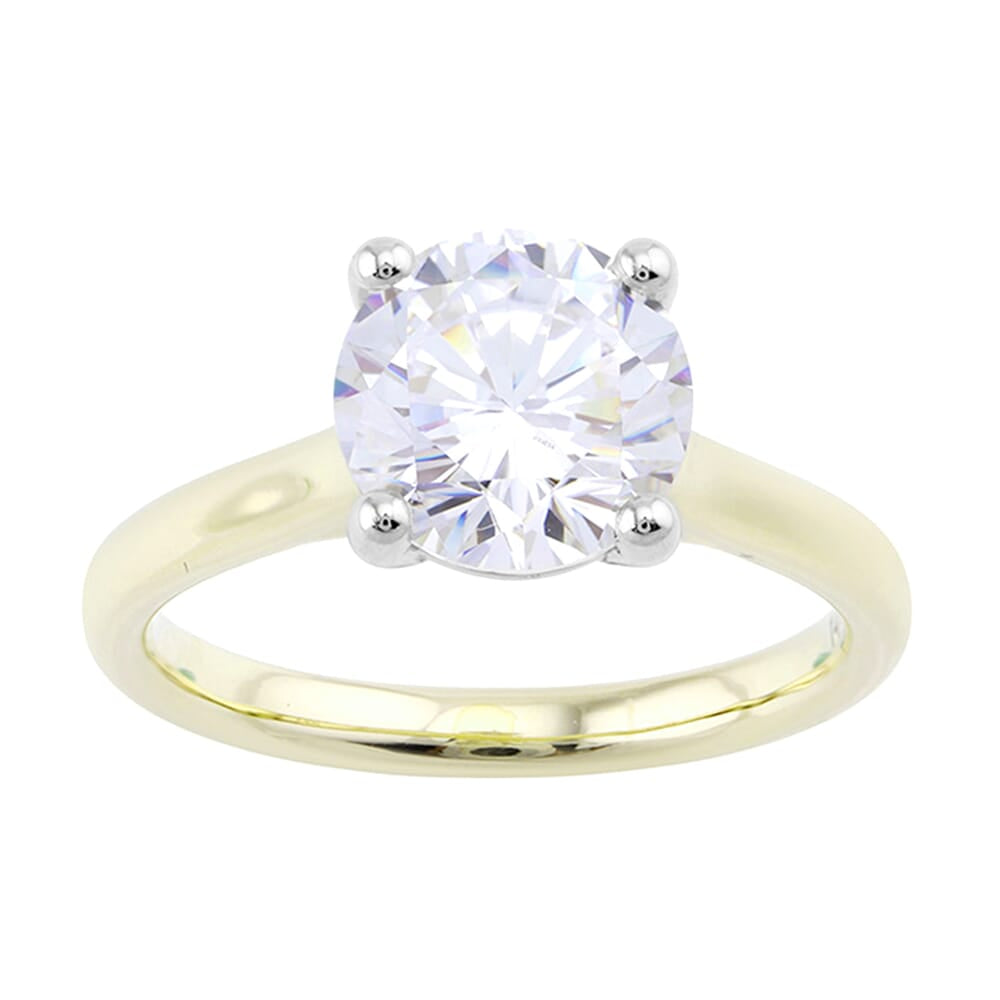 14Kt White Yellow Semi Mount For 2Ct Round Center