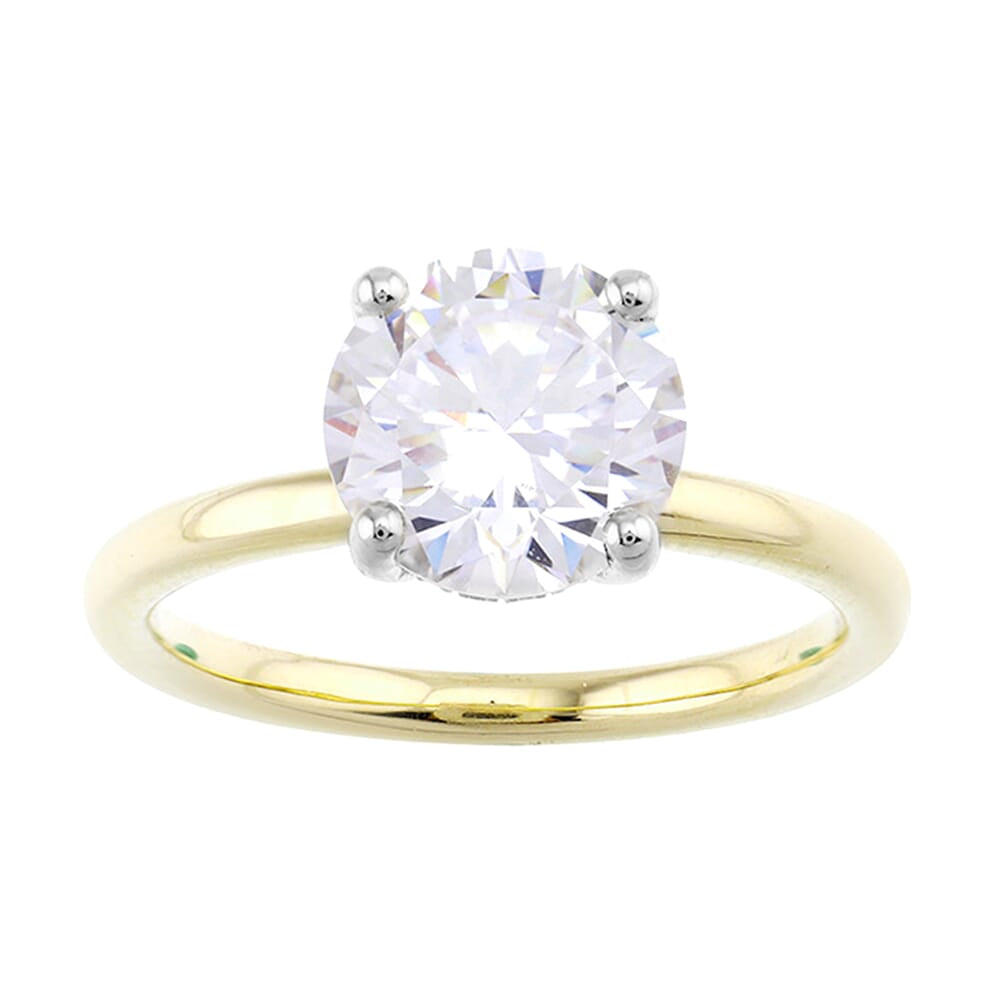 14Kt White Yellow Semi Mount 1/20Ctw For 2Ct Round Center