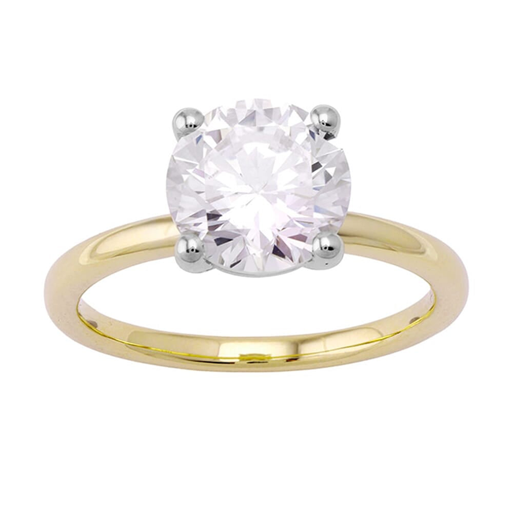 14Kt White Yellow Semi Mount For 2Ct Round Center