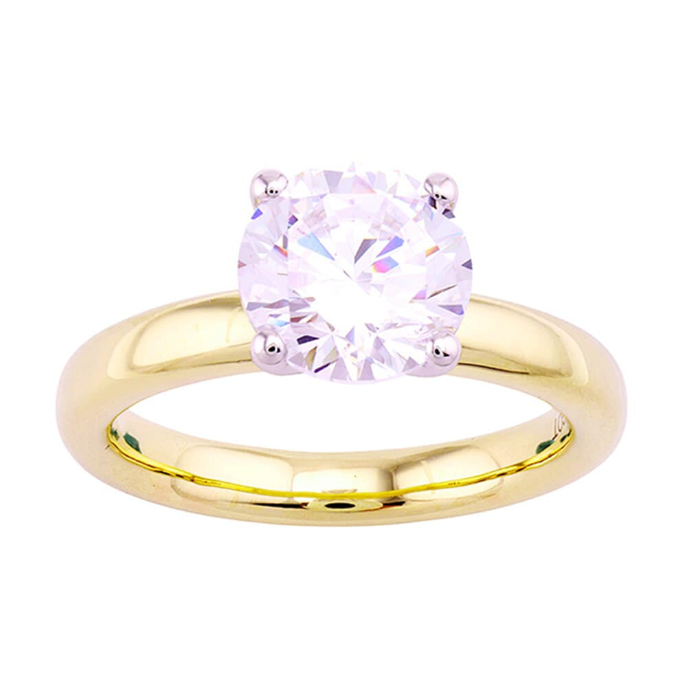 14Kt White Yellow Semi Mount For 2Ct Round Center
