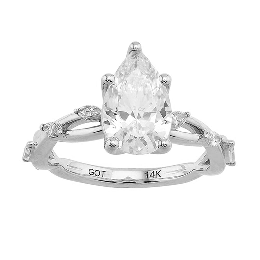 14Kt White Semi Mount 1/4Ctw For 2Ct Pear Center